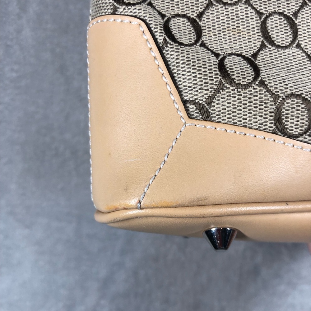 Vintage Oroton Monogram Canvas Shoulder Bag Tan Brown 90s Y2K Luxury Designer - Picture 5 of 14